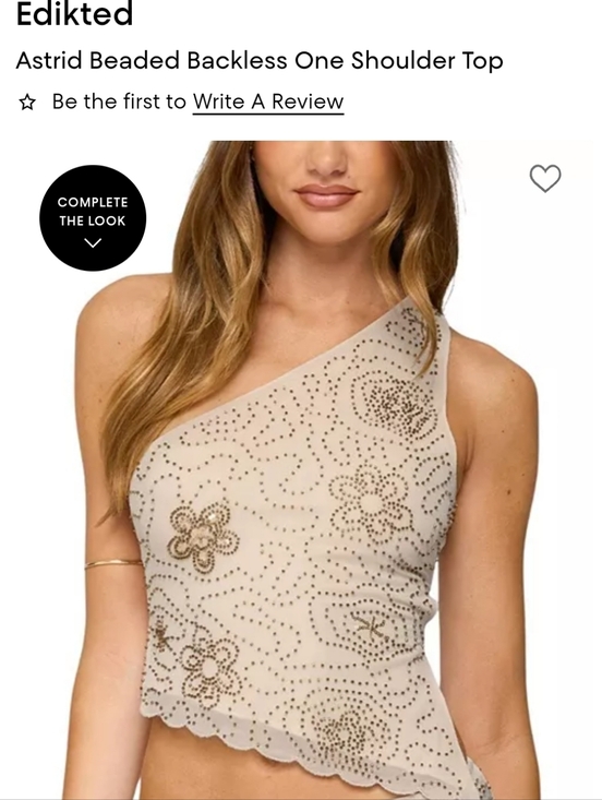 Edikted Tops - Edikted One-Shoulder Astrid Beaded Backless Floral Crop Top in Beige Size Medium